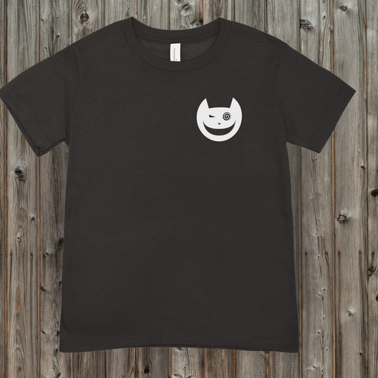 Unisex Short Sleeve t-shirt [white cheshire cat logo]