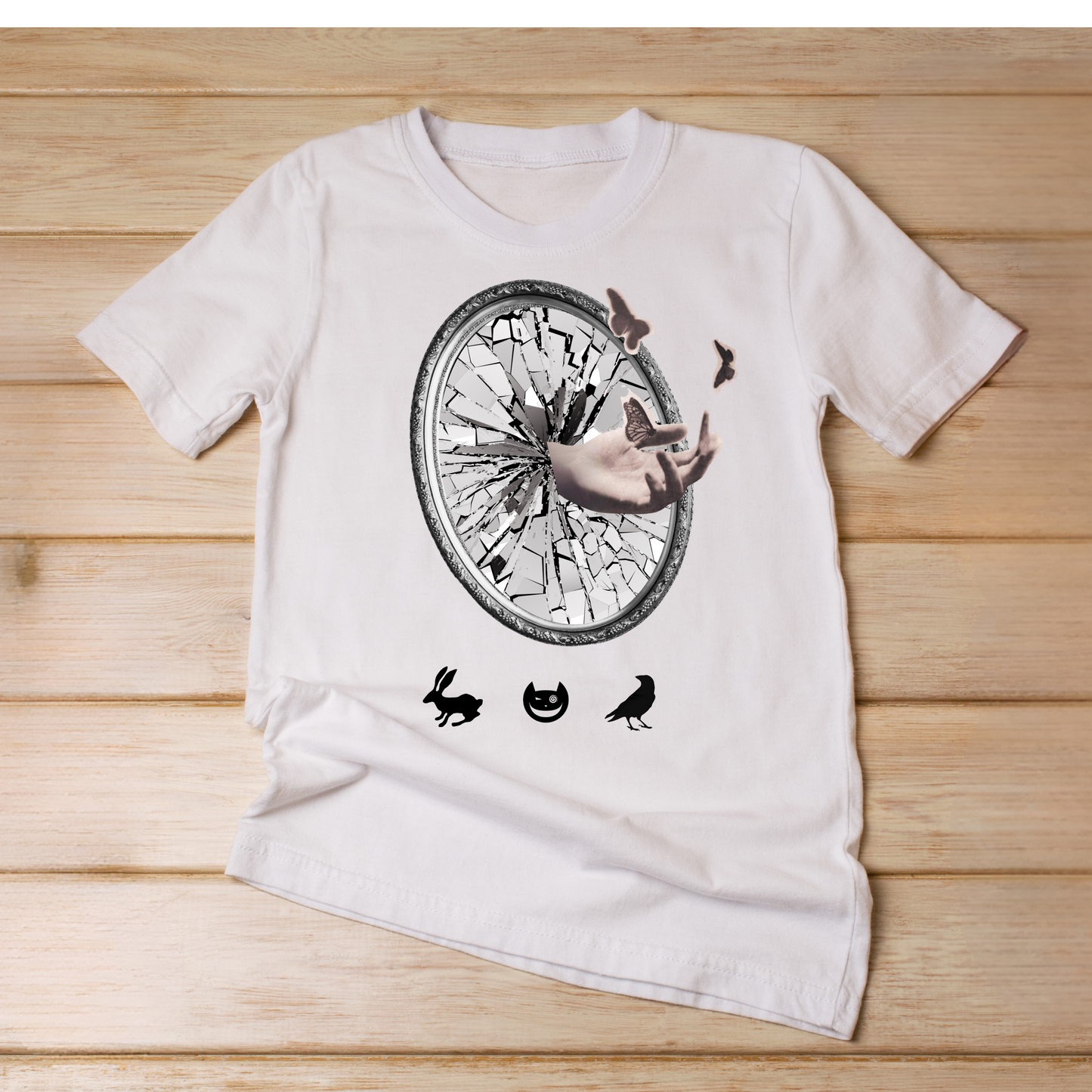 Unisex short sleeve t-shirt, white [broken mirror/iconography]